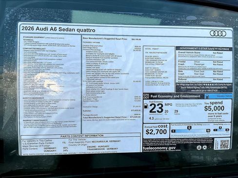 New 2026 Audi A6 Premium Plus AWD/4WD image 16