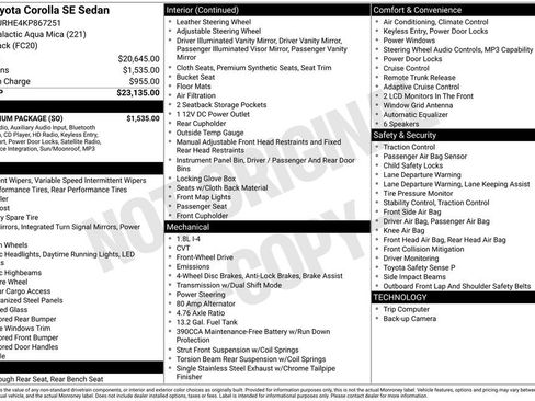 Used 2019 Toyota Corolla SE w/ SE Premium Package FWD image 43