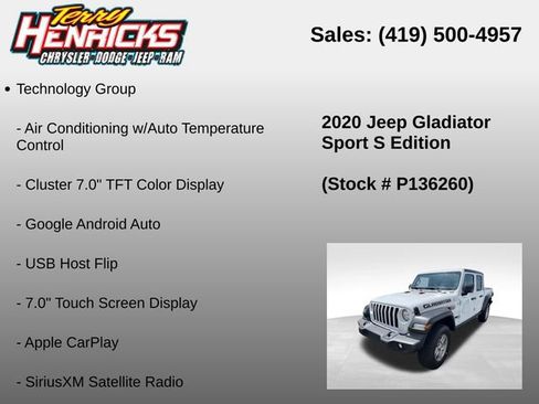 Used 2020 Jeep Gladiator Sport w/ Quick Order Package 24S AWD/4WD image 10