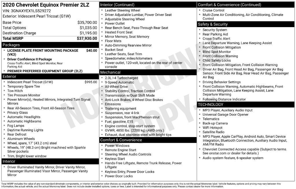 Used 2020 Chevrolet Equinox Premier AWD/4WD image 41