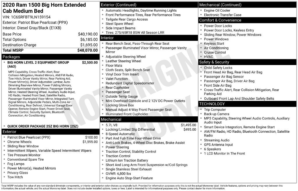 Certified 2020 RAM 1500 Big Horn AWD/4WD image 39
