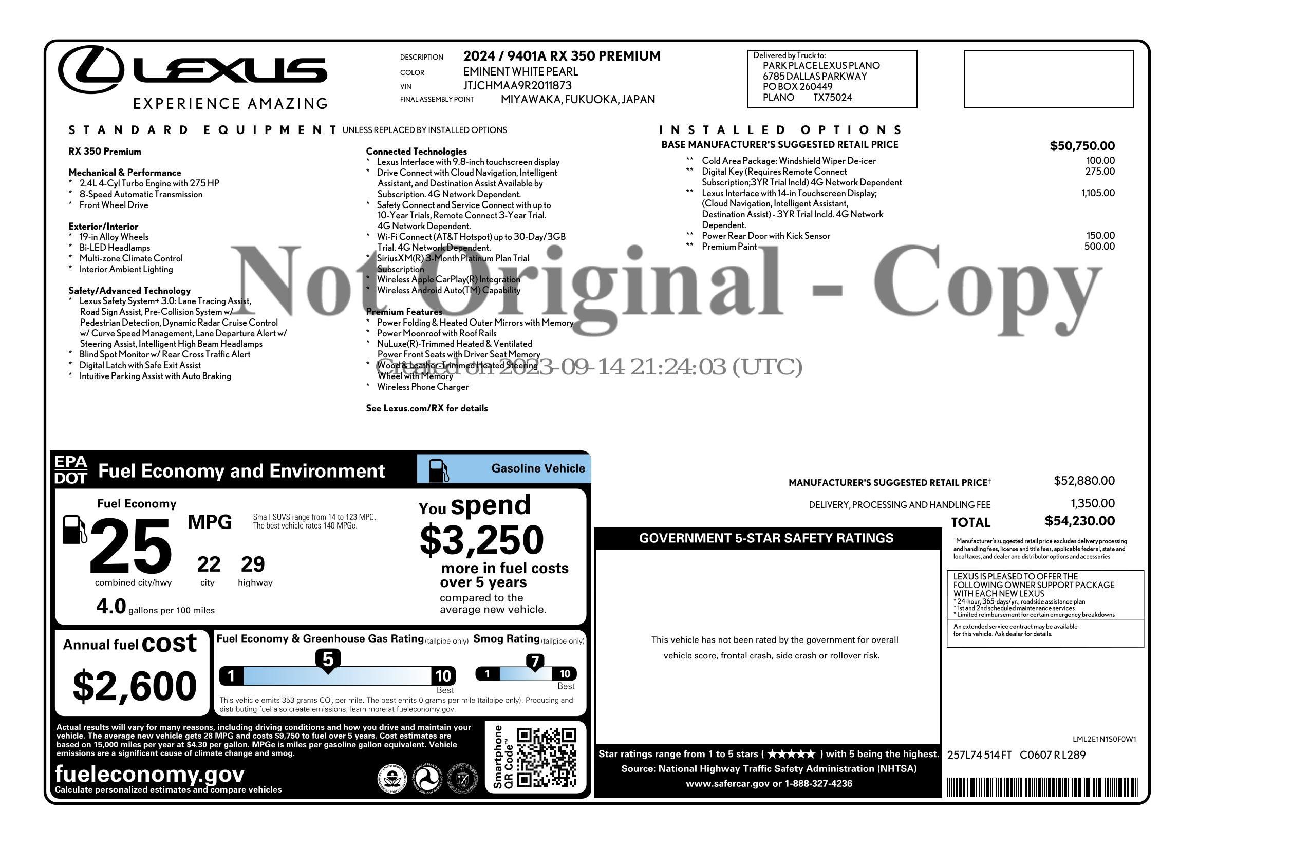 Used 2024 Lexus RX 350 Premium w/ Cold Area Package FWD image 2