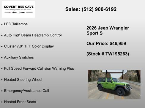 New 2026 Jeep Wrangler Unlimited Sport AWD/4WD image 36