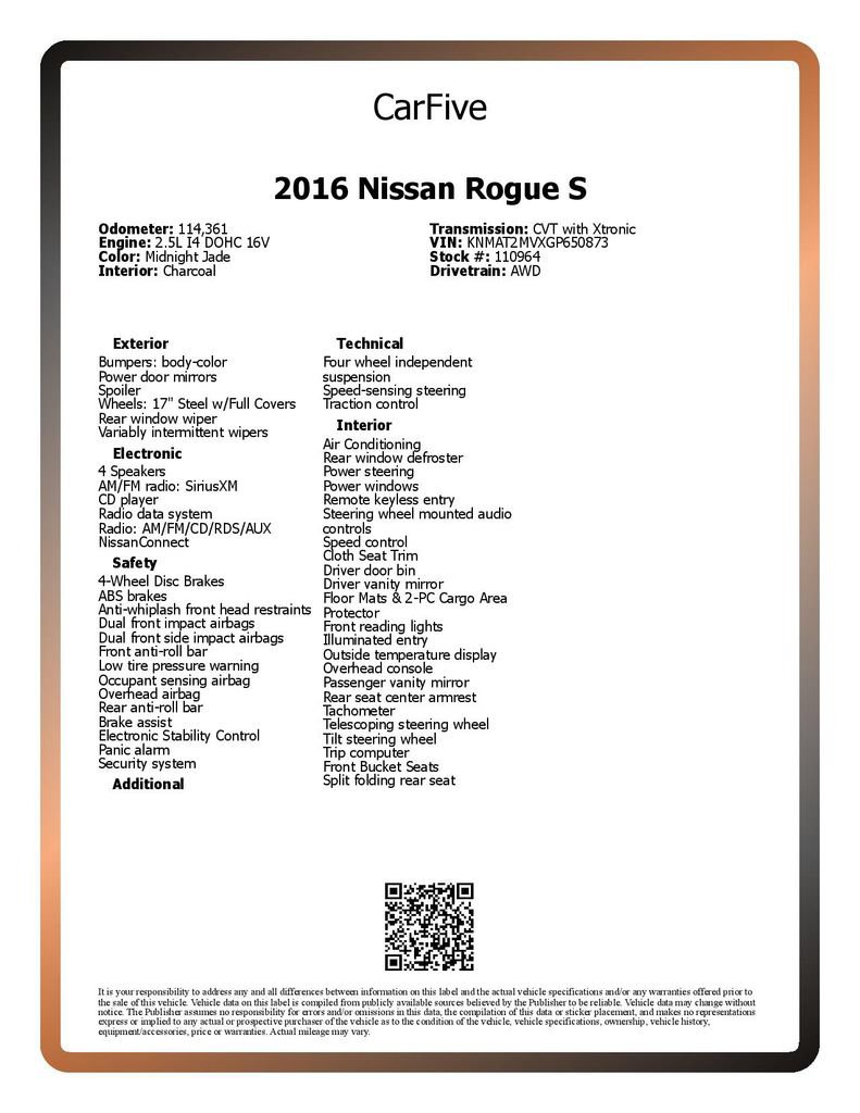 Used 2016 Nissan Rogue S AWD/4WD image 23