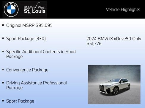 Used 2024 BMW iX xDrive50 w/ Sport Package AWD/4WD image 9