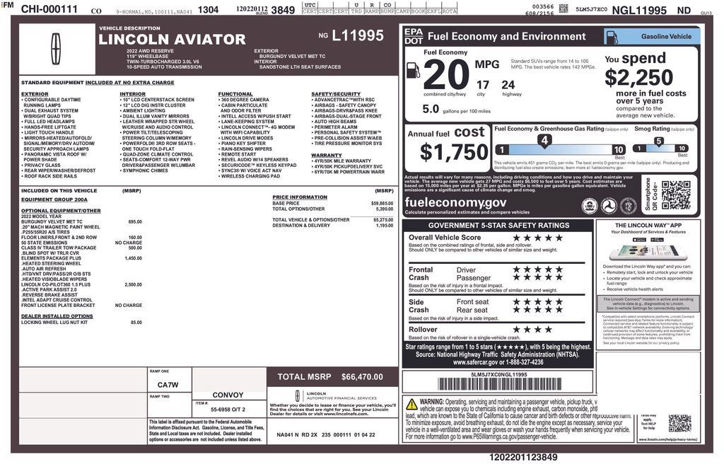 Used 2022 Lincoln Aviator Reserve w/ Elements Package Plus AWD/4WD image 6