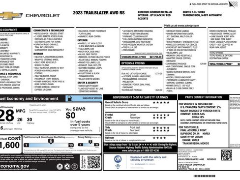 Used 2023 Chevrolet TrailBlazer RS w/ Sun and Liftgate Package AWD/4WD image 4