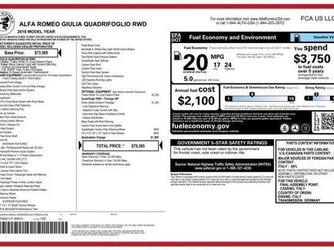 Used 2018 Alfa Romeo Giulia Quadrifoglio w/ Driver Assist Dynamic Package RWD image 5