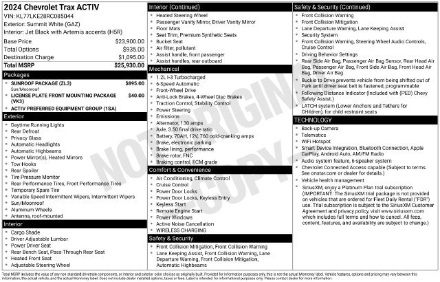 Certified 2024 Chevrolet Trax ACTIV w/ Sunroof Package FWD image 29