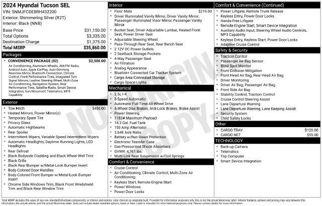 Used 2024 Hyundai Tucson SEL w/ Convenience Package AWD/4WD image 28