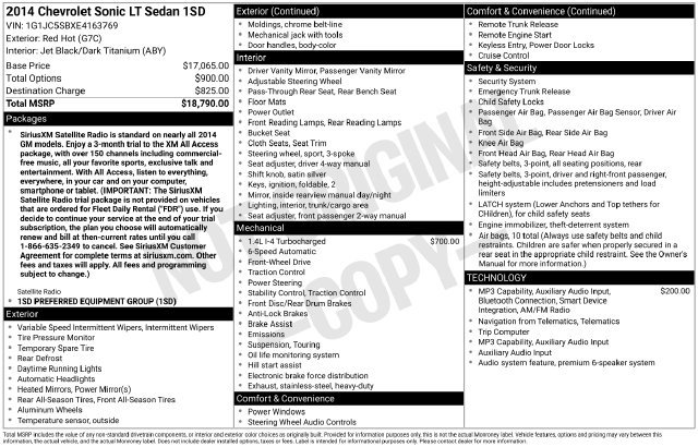 Used 2014 Chevrolet Sonic LT FWD image 3