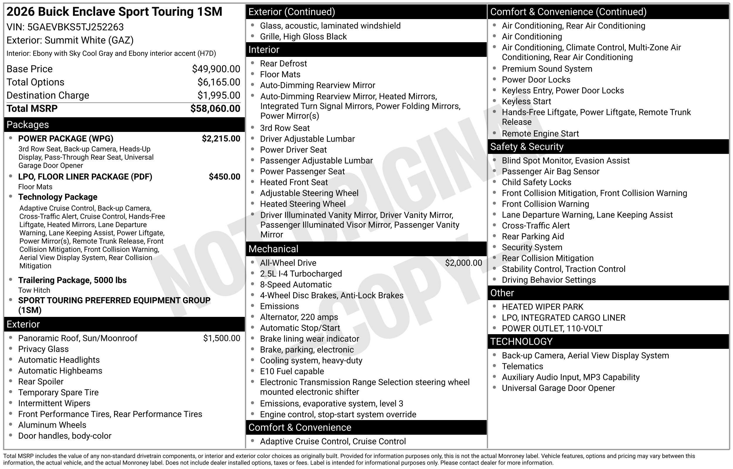 New 2026 Buick Enclave Sport Touring w/ Power Package AWD/4WD image 46