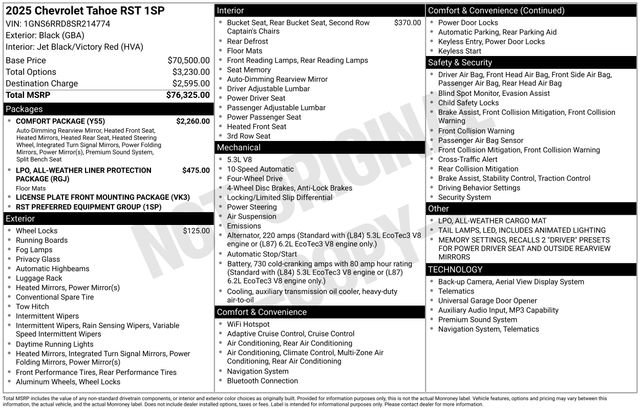 Used 2025 Chevrolet Tahoe RST w/ Comfort Package AWD/4WD image 42