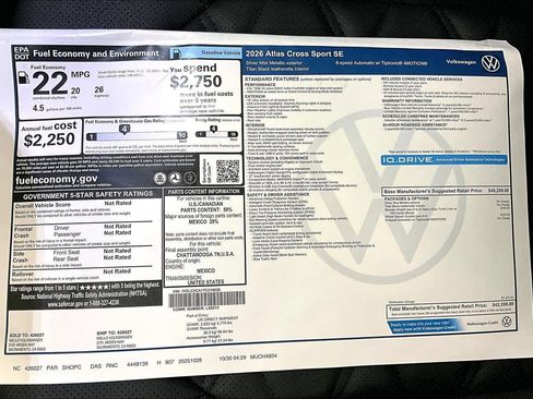 New 2026 Volkswagen Atlas Cross Sport SE image 35