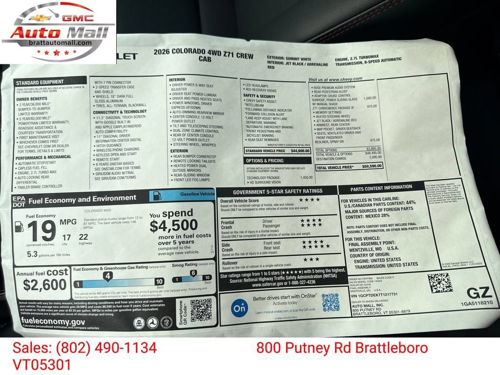 New 2026 Chevrolet Colorado Z71 w/ Technology Package AWD/4WD image 29