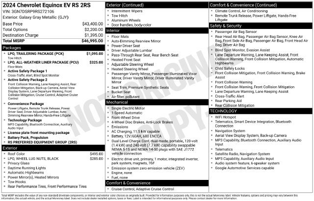 Used 2024 Chevrolet Equinox EV RS w/ LPO, Trailering Package FWD image 30