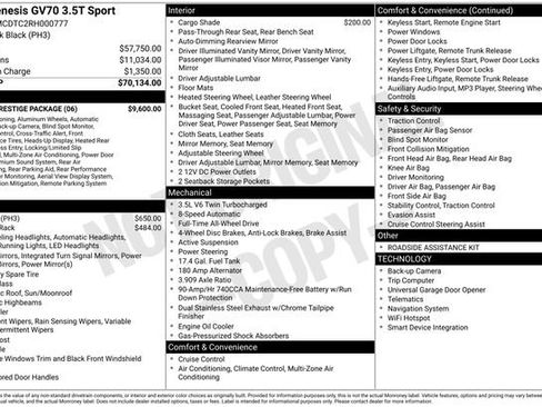 Used 2024 Genesis GV70 3.5T Sport w/ Sport Prestige Package image 2