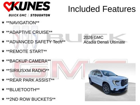 New 2026 GMC Acadia Denali Ultimate w/ LPO, Floor Liner Package AWD/4WD image 2