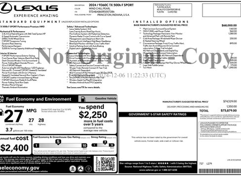 Used 2024 Lexus TX 500h AWD w/ Technology Package image 57