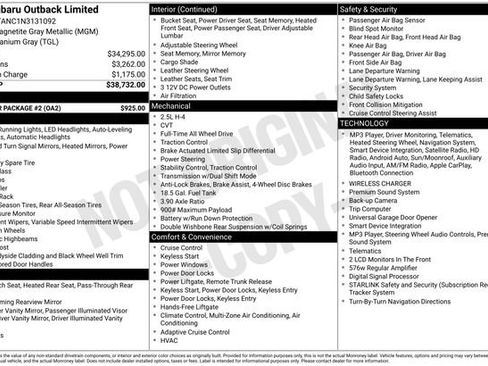 Used 2022 Subaru Outback Limited w/ Popular Package #2 AWD/4WD image 2