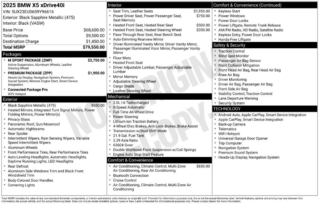 Certified 2025 BMW X5 xDrive40i w/ M Sport Package AWD/4WD image 2