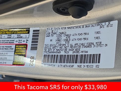 Used 2022 Toyota Tacoma SR5 w/ Technology Package AWD/4WD image 41