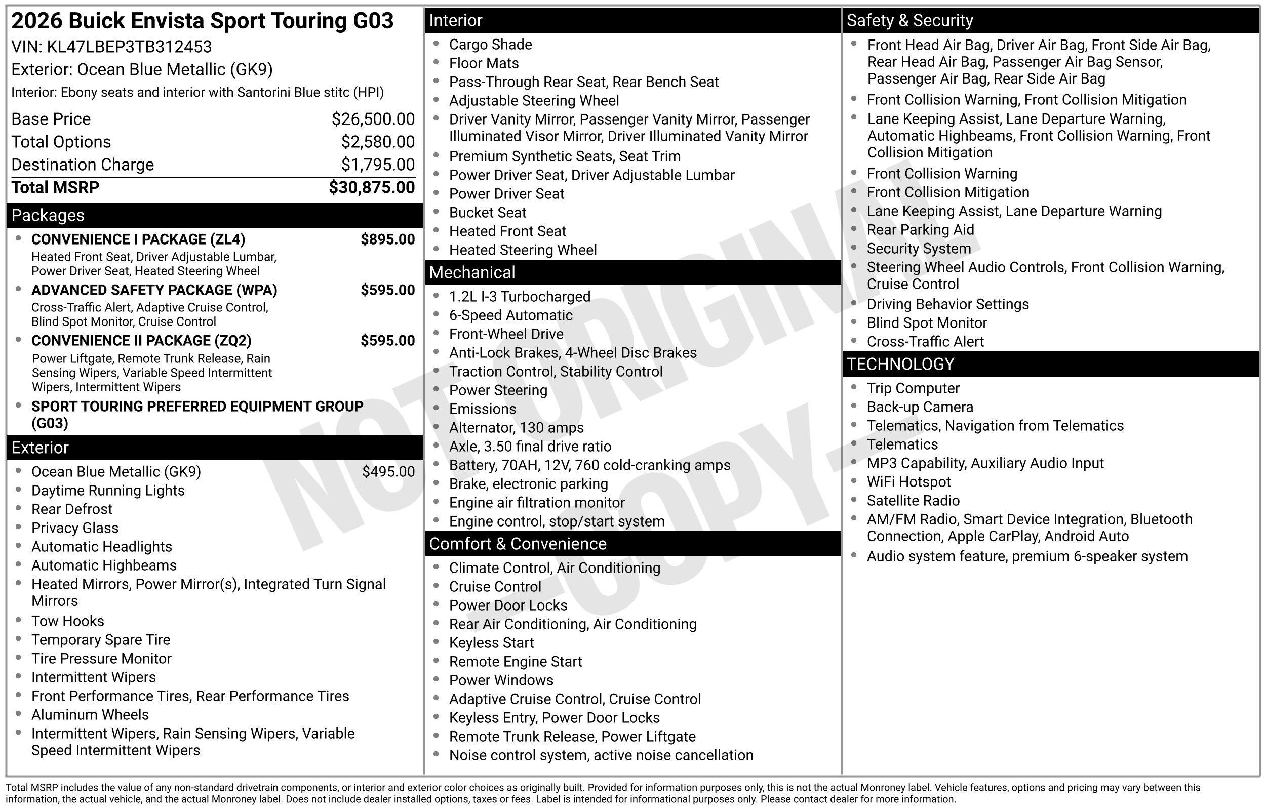 New 2026 Buick Envista Sport Touring w/ Convenience I Package FWD image 3
