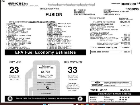 Used 2011 Ford Fusion SE w/ 202A Rapid Spec Order Code image 4