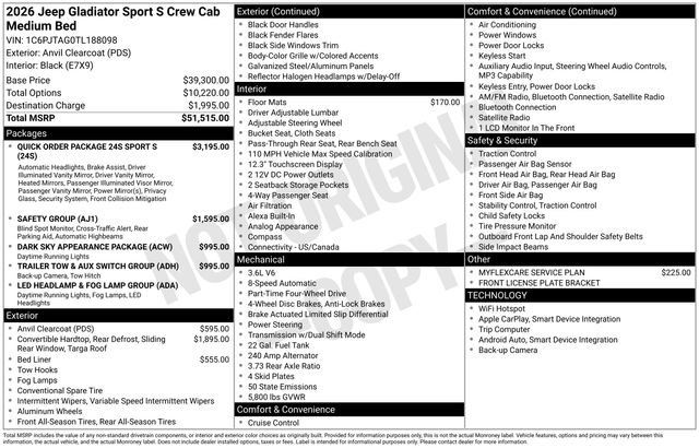 New 2026 Jeep Gladiator Sport AWD/4WD image 36