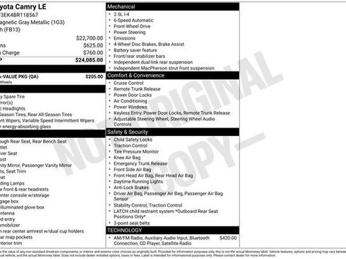 Used 2011 Toyota Camry LE w/ LE Extra-Value Pkg image 13