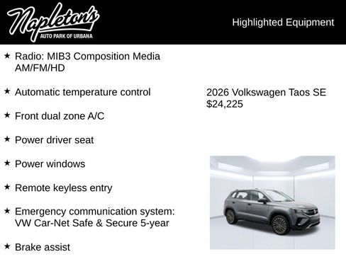 Used 2026 Volkswagen Taos SE FWD image 2