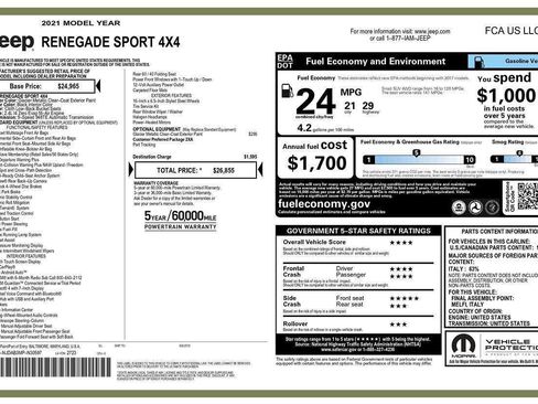 Used 2021 Jeep Renegade Sport AWD/4WD image 2