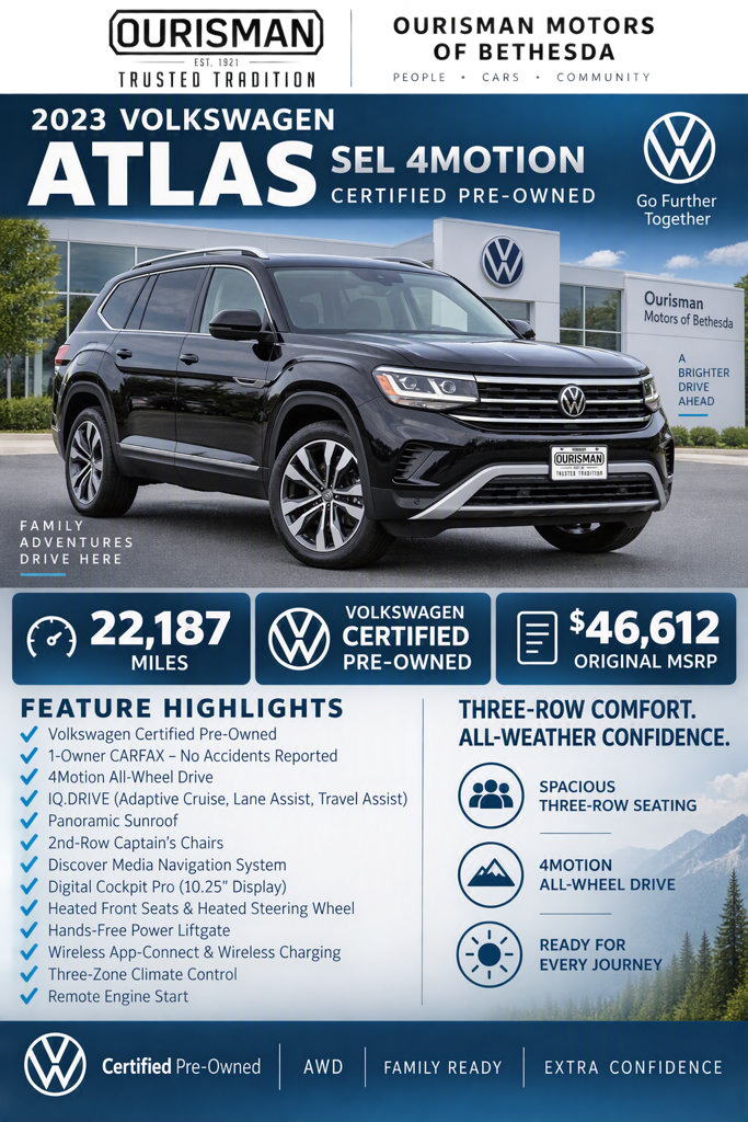 Certified 2023 Volkswagen Atlas SEL AWD/4WD image 2