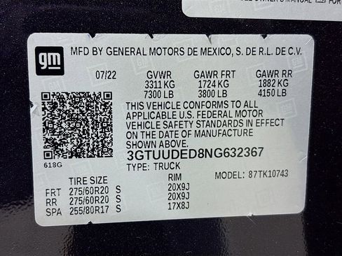Certified 2022 GMC Sierra 1500 SLT w/ SLT Premium Plus Package AWD/4WD image 36