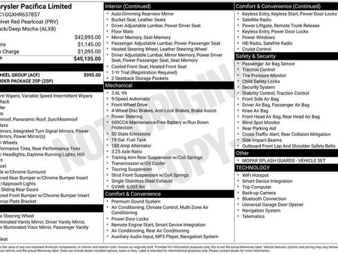 Used 2017 Chrysler Pacifica Limited w/ Tire & Wheel Group FWD image 6
