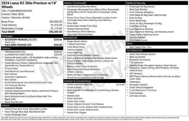 Used 2024 Lexus RZ 300e Premium w/ Accessory Package (Z1) FWD image 31