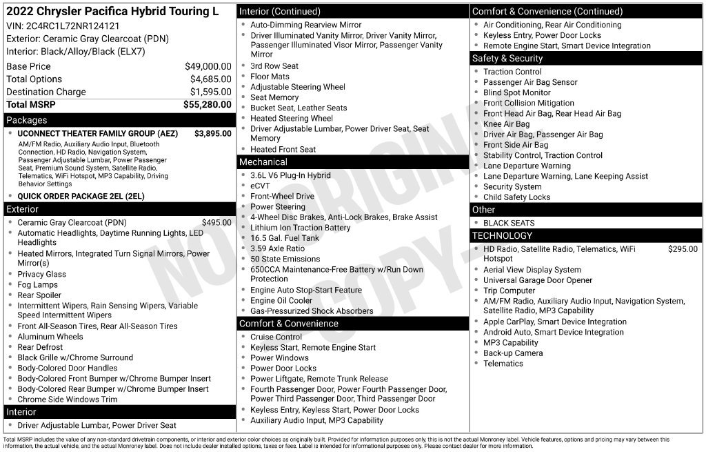 Used 2022 Chrysler Pacifica Touring-L w/ Uconnect Theater Family Group FWD image 3