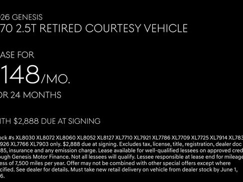 Used 2026 Genesis G70 2.5T RWD image 2