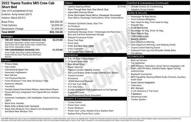 Used 2022 Toyota Tundra SR5 w/ TRD Off-Road Premium Package RWD image 26