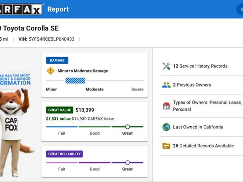 Used 2020 Toyota Corolla SE w/ Carpet Mat Package (TMS) FWD image 2