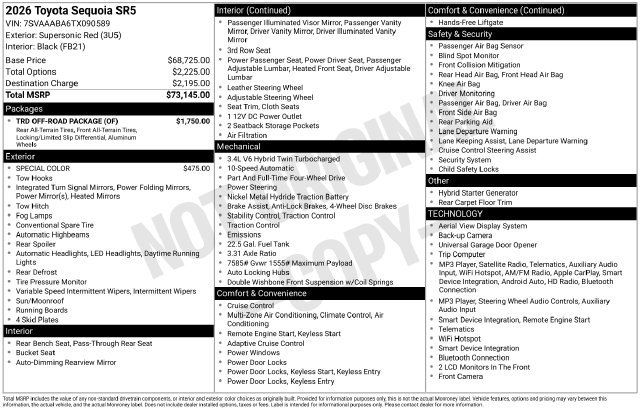 Used 2026 Toyota Sequoia SR5 w/ TRD Off-Road Package AWD/4WD image 23