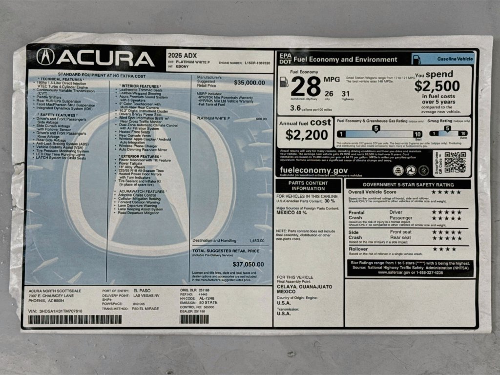 Used 2026 Acura ADX FWD image 9