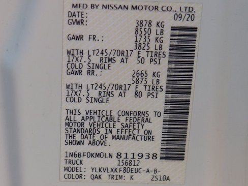 Used 2020 Nissan NV 1500 SV w/ Navigation Package RWD image 30