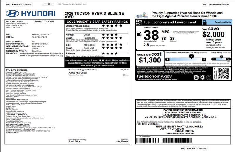 Used 2026 Hyundai Tucson Blue SE AWD/4WD image 3