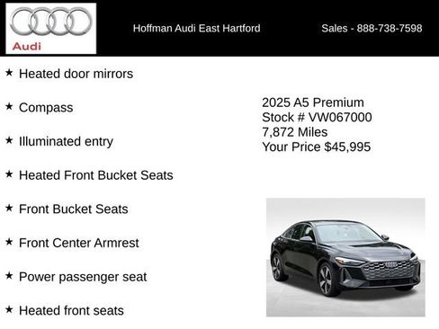 Certified 2025 Audi A5 2.0T Premium w/ Convenience Package AWD/4WD image 12