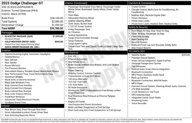 Used 2023 Dodge Challenger GT w/ Blacktop Package RWD image 8
