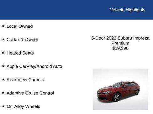 Used 2023 Subaru Impreza 2.0i Premium AWD/4WD image 2