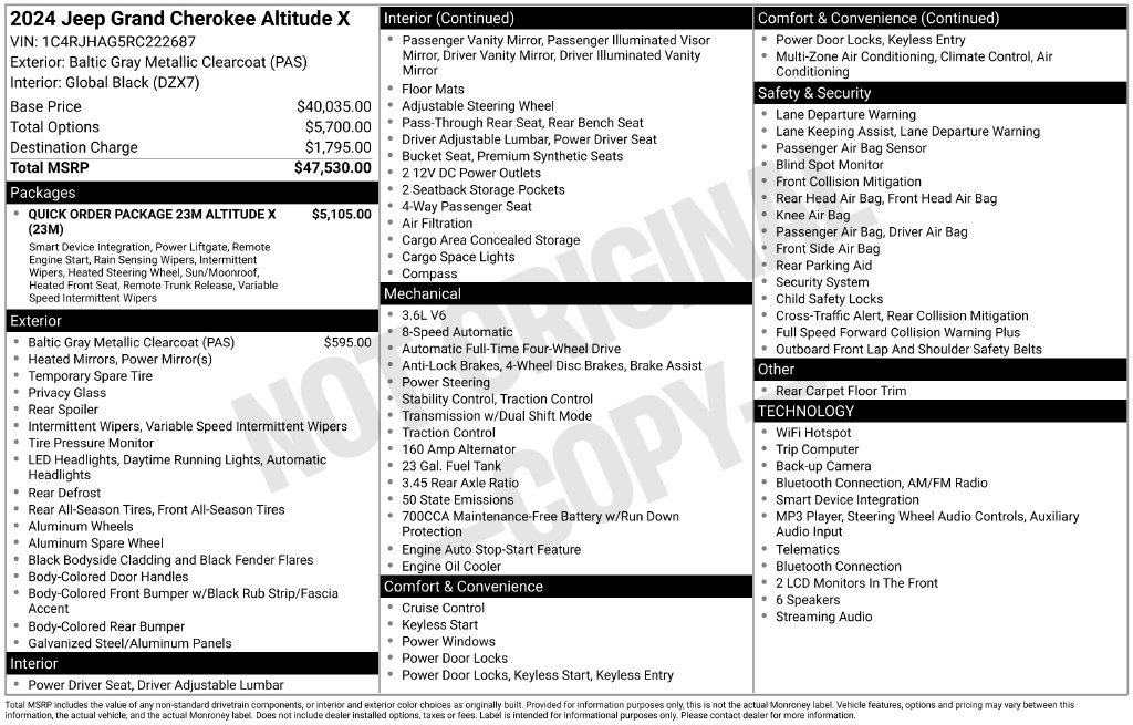 Certified 2024 Jeep Grand Cherokee Altitude AWD/4WD image 3