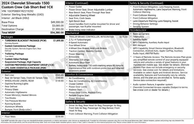 Used 2024 Chevrolet Silverado 1500 Custom w/ Turbomax Blackout Package AWD/4WD image 3