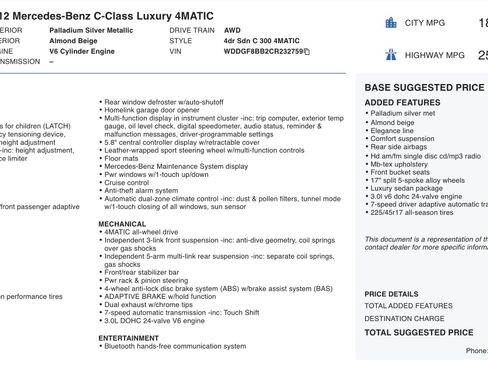 Used 2012 Mercedes-Benz C 300 4MATIC Sedan image 5